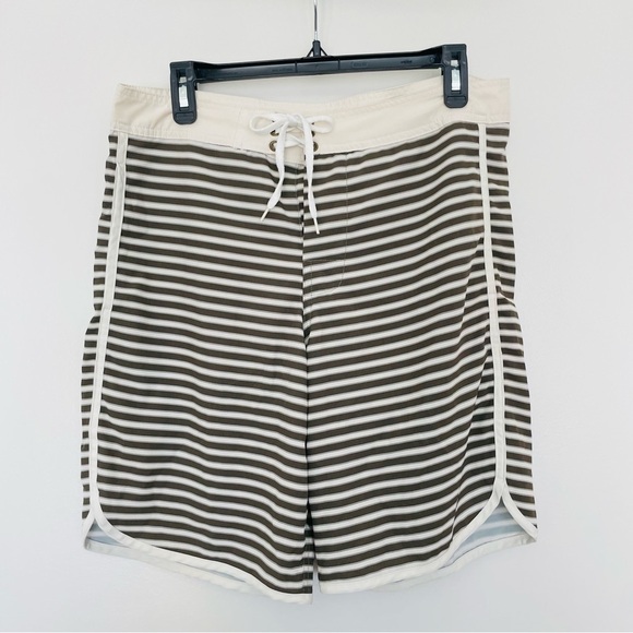 Acacia Men's Surf Trunks Green Stipe Board shorts  - Size 32 - Picture 1 of 7